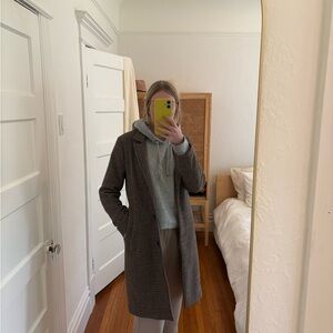 Brown Checkered Trench Coat